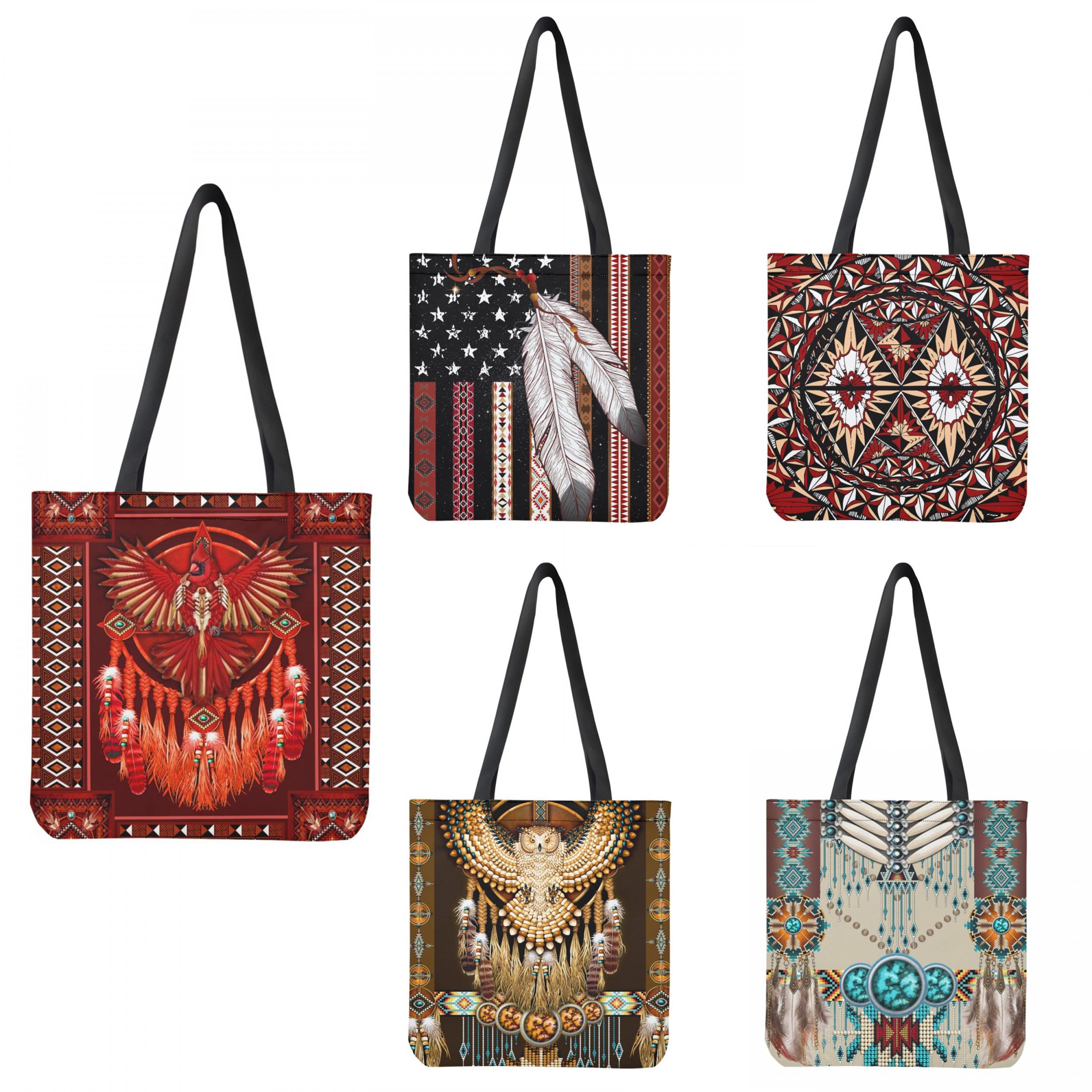 Tribal Eagle Print Handbag, Large Capacity